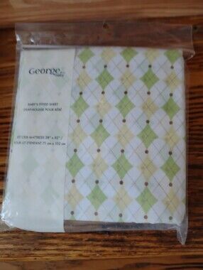 George Baby Argyle Crib Sheet in Green and Yellow